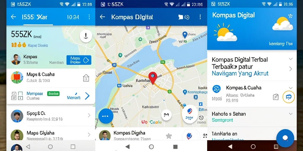 Tampilan antarmuka aplikasi Kompas Digital 555ZK yang intuitif.