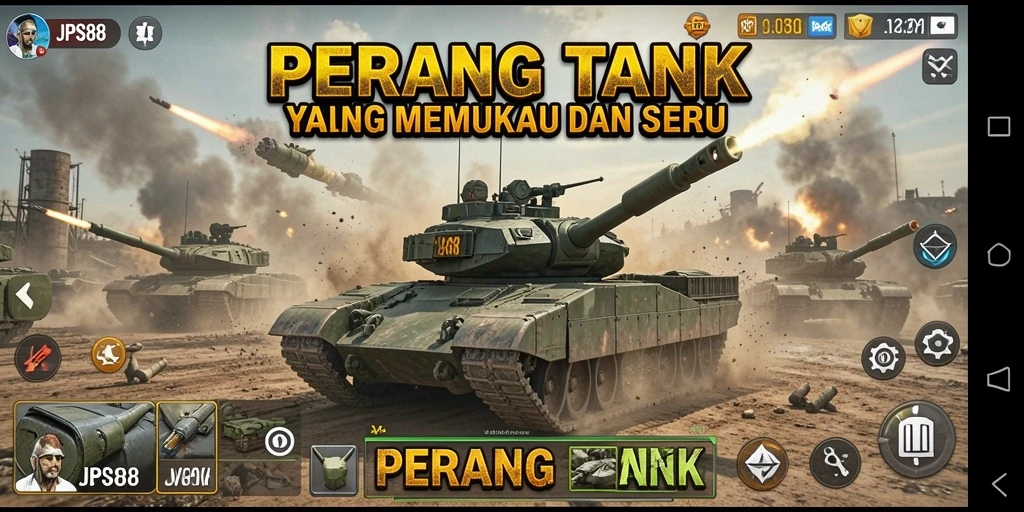 Tampilan antarmuka yang dinamis dan menarik dari game Perang Tank JPS88.