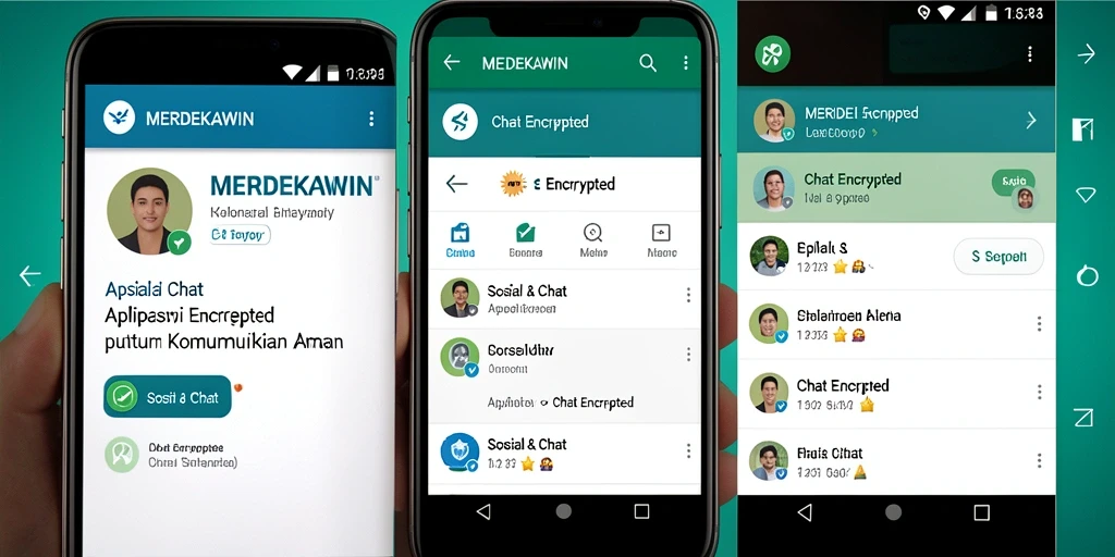 Antarmuka pengguna MERDEKAWIN dengan fitur Chat Encrypted.