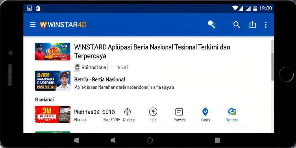 Antarmuka aplikasi WINSTAR4D dengan berbagai berita nasional terkini.