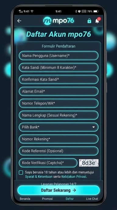 Cara Mudah Daftar Akun mpo76 untuk Android